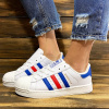 Купить Женские кроссовки Adidas Superstar белые с красным и синим