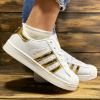 Женские кроссовки Adidas Superstar Iridescent белые с золотым