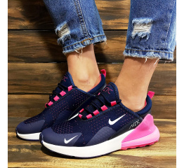 Женские кроссовки Nike Air Max 270 темно-синие с розовым