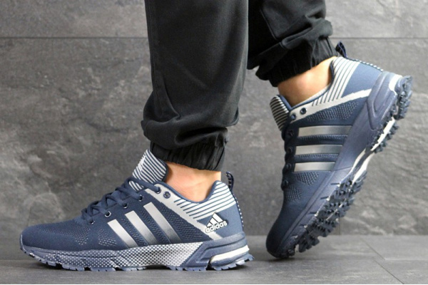 Мужские кроссовки Adidas Fast Marathon синие с белым