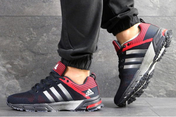 Мужские кроссовки Adidas Fast Marathon темно-синие с красным