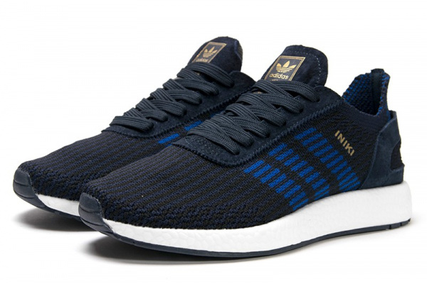Мужские кроссовки Adidas Iniki Runner Boost Primeknit темно-синие