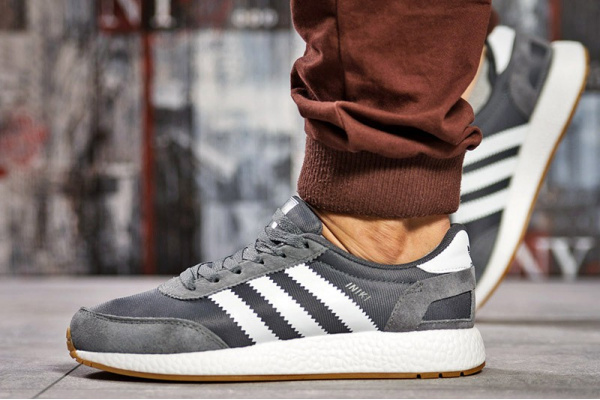 Мужские кроссовки Adidas Iniki темно-серые с белым