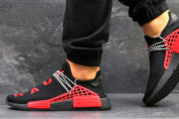 Мужские кроссовки Adidas NMD x Pharrell Human Race черные с красным