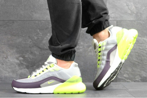 Мужские кроссовки Nike Air Max 95 + Max 270 серые с неоновым