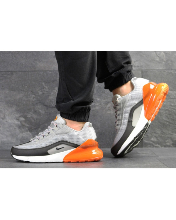 Чоловічі кросівки Nike Air Max 95 + Max 270 сірі з помаранчевим