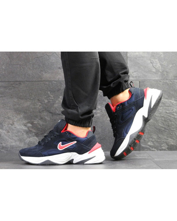 Мужские кроссовки Nike M2K Tekno темно-синие с красным