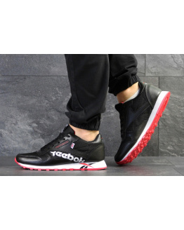 Чоловічі кросівки Reebok Classic Leather MU чорні з білим и красным
