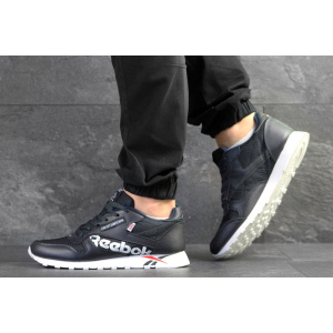 Мужские кроссовки Reebok Classic Leather MU темно-синие с белым