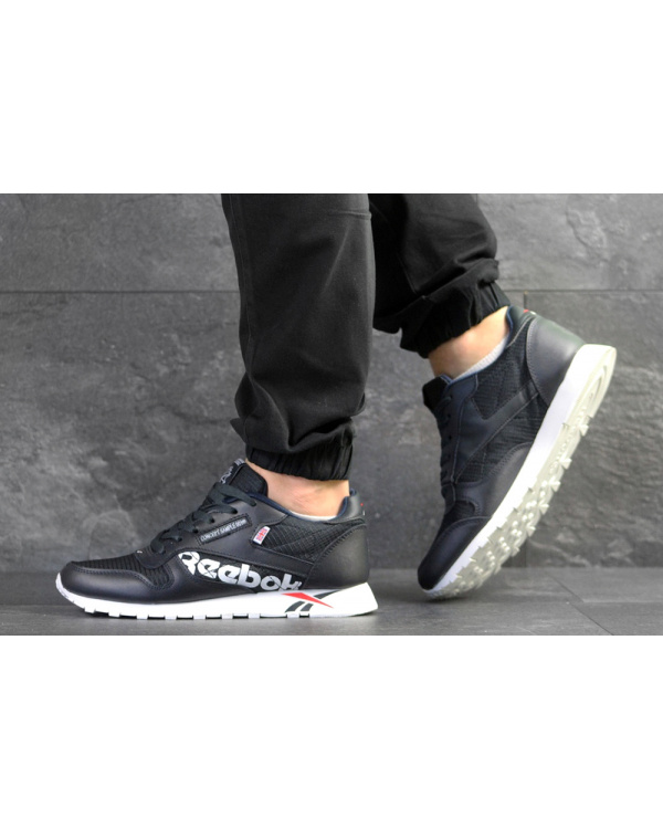 Мужские кроссовки Reebok Classic Leather MU темно-синие с белым