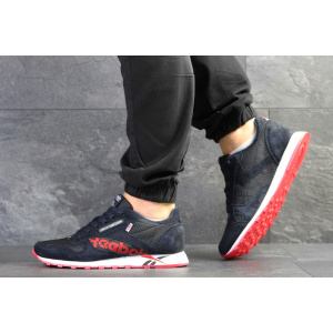 Мужские кроссовки Reebok Classic Leather MU темно-синие с красным
