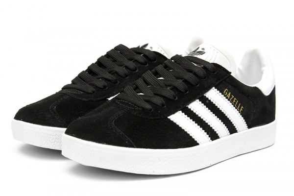 Женские кроссовки Adidas Gazelle черные с белым