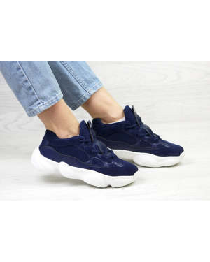 Жіночі кросівки Adidas Yeezy 500 темно-сині