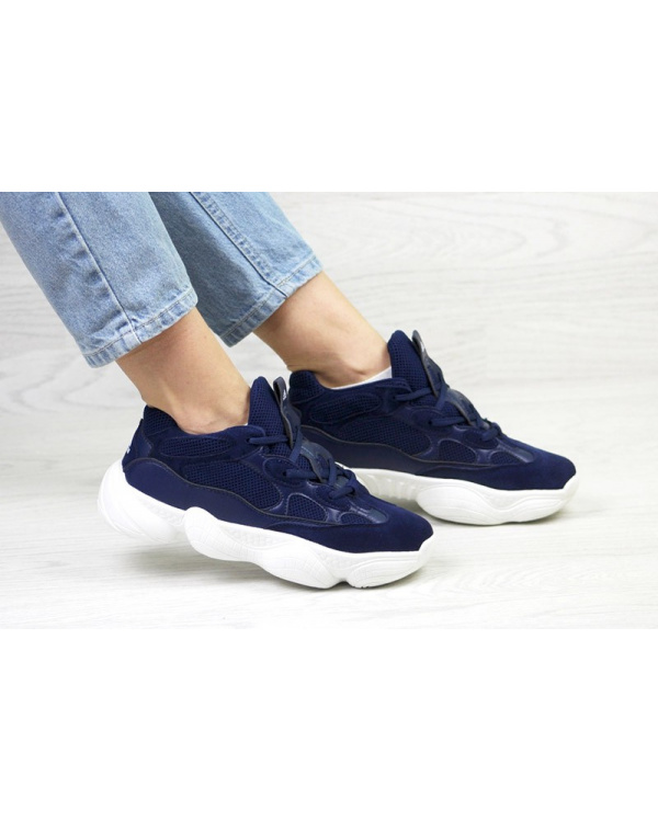 Жіночі кросівки Adidas Yeezy 500 темно-сині
