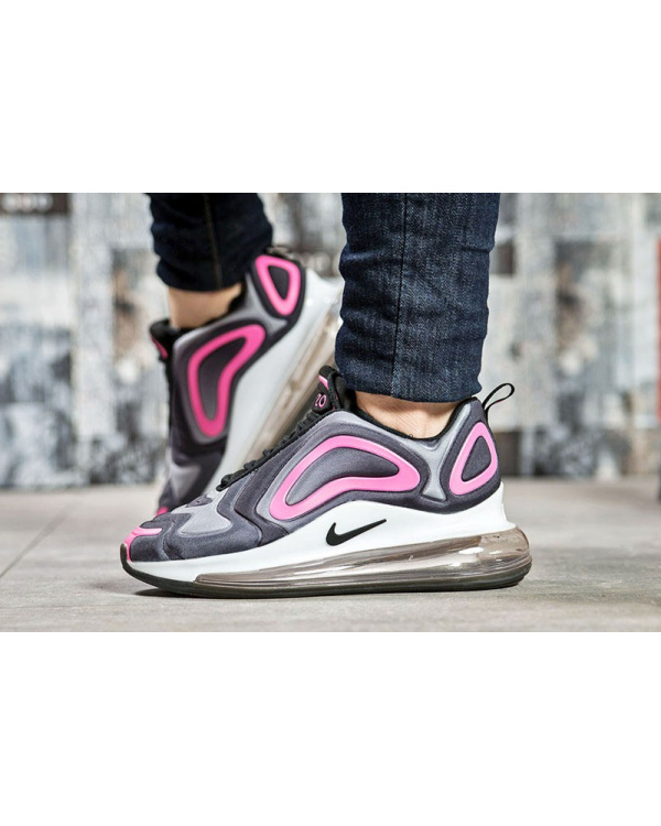 Женские кроссовки Nike Air Max 720 серые с малиновым