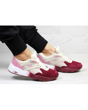 Жіночі кросівки Puma Trinomic R698 рожеві з бордовим и бежевым