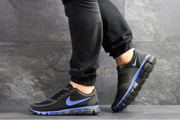 Мужские кроссовки Nike Free 5.0 черные с синим