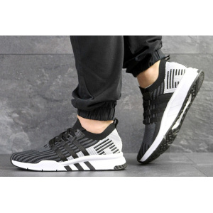 Мужские кроссовки Adidas EQT Support Mid ADV Primeknit черные с светло-серым