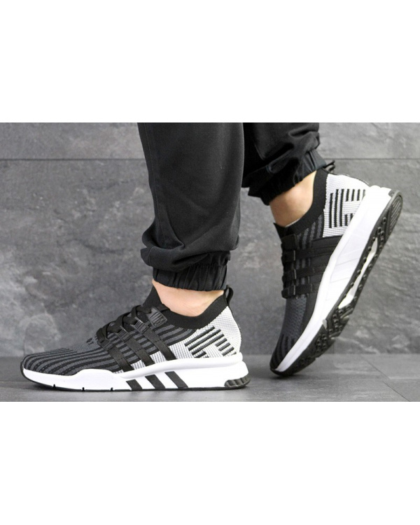 Чоловічі кросівки Adidas EQT Support Mid ADV Primeknit чорні с светло-серым