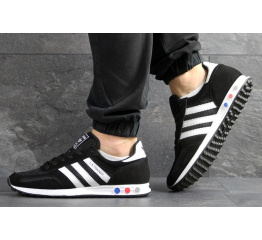 Мужские кроссовки Adidas LA Trainer черные с белым