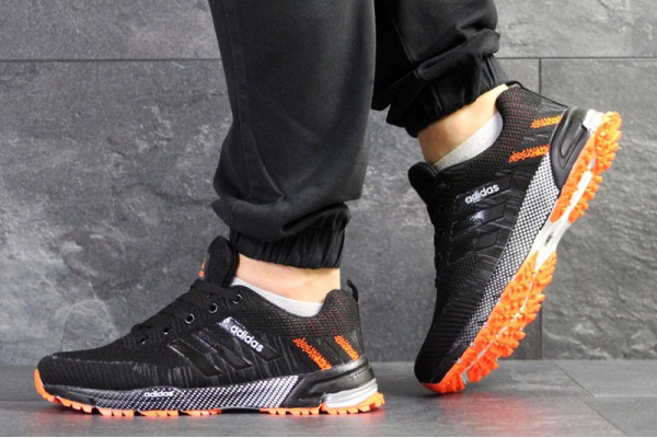 Мужские кроссовки Adidas Marathon черные с оранжевым