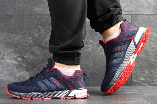 Мужские кроссовки Adidas Marathon синие с красным