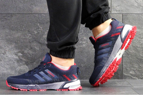 Мужские кроссовки Adidas Marathon синие с красным