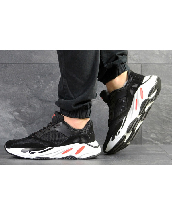 Чоловічі кросівки Adidas Yeezy Boost Wave Runner 700 x Balance Life чорні з білим