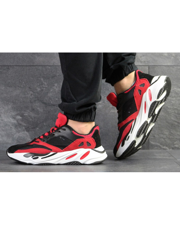 Чоловічі кросівки Adidas Yeezy Boost Wave Runner 700 x Balance Life червоні з чорним