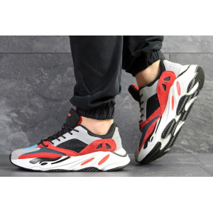 Мужские кроссовки Adidas Yeezy Boost Wave Runner 700 x Balance Life серые с черным и красным