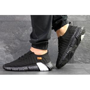 Мужские кроссовки Nike Air Flyknit черные с белым