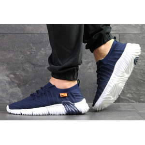 Мужские кроссовки Nike Air Flyknit темно-синие с белым