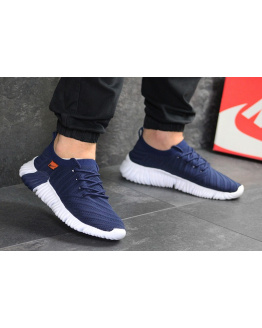 Чоловічі кросівки Nike Air Flyknit темно-сині з білим