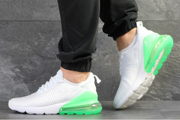Мужские кроссовки Nike Air Max 270 белые с зеленым