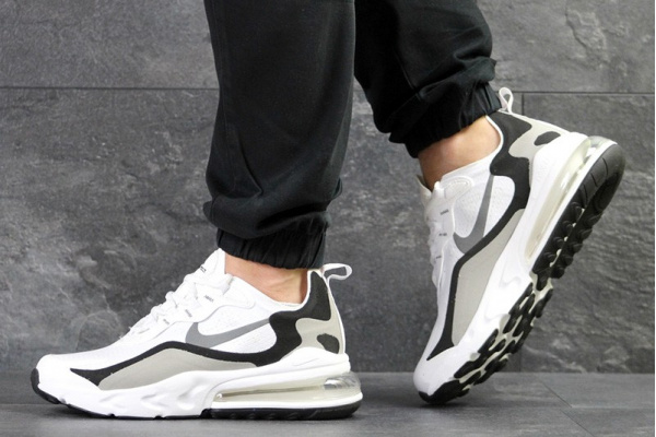 Мужские кроссовки Nike Air Max 270 x React белые с черным