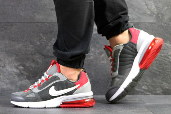 Мужские кроссовки Nike Air Max серые с красным