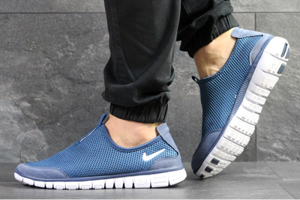 Мужские кроссовки Nike Free Run 3.0 Slip On голубые