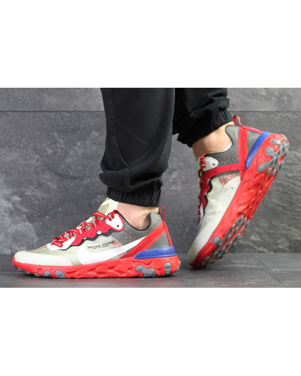 Чоловічі кросівки Nike React Element 87 x UNDERCOVER червоні з бежевим