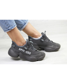 Жіночі кросівки Adidas Yeezy SPIY-550 темно-сірі
