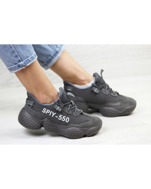 Жіночі кросівки Adidas Yeezy SPIY-550 темно-сірі