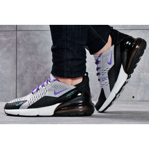 Женские кроссовки Nike Air Max 270 серые с черным и фиолетовым
