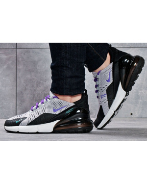Женские кроссовки Nike Air Max 270 серые с черным и фиолетовым