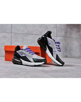 Жіночі кросівки Nike Air Max 270 сірі з чорним и фиолетовым