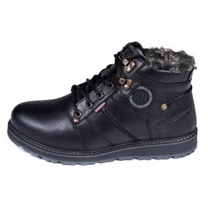 Мужские ботинки на меху черные