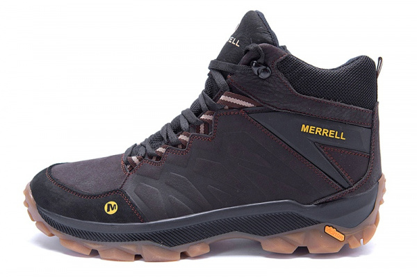 Мужские ботинки на меху Merrell темно-коричневые