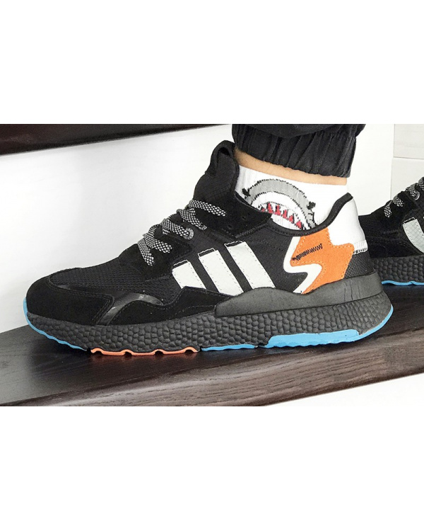Мужские кроссовки Adidas Nite Jogger BOOST черные с серым