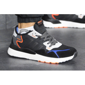 Мужские кроссовки Adidas Nite Jogger BOOST черные с серым и оранжевым