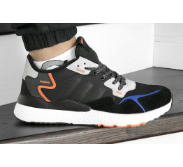 Мужские кроссовки Adidas Nite Jogger BOOST черные с серым и оранжевым