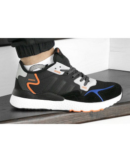 Чоловічі кросівки Adidas Nite Jogger BOOST чорні з сірим и оранжевым