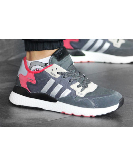 Чоловічі кросівки Adidas Nite Jogger BOOST сірі з червоним